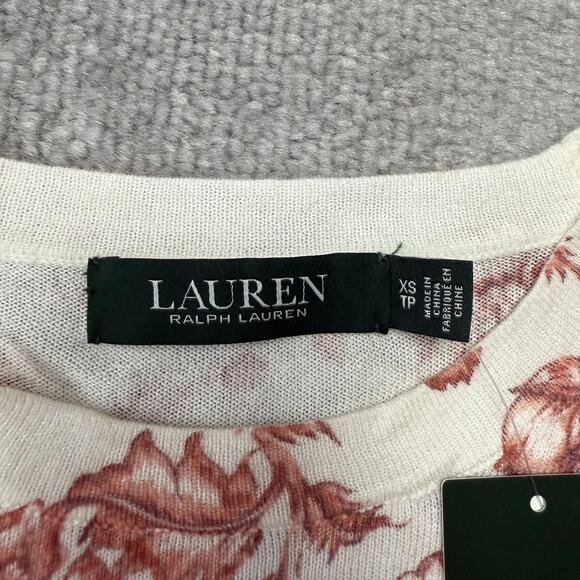 Lauren Ralph Lauren Sweater Womens XS Pale Cream Floral Crewneck NWT Pullover - Picture 3 of 7